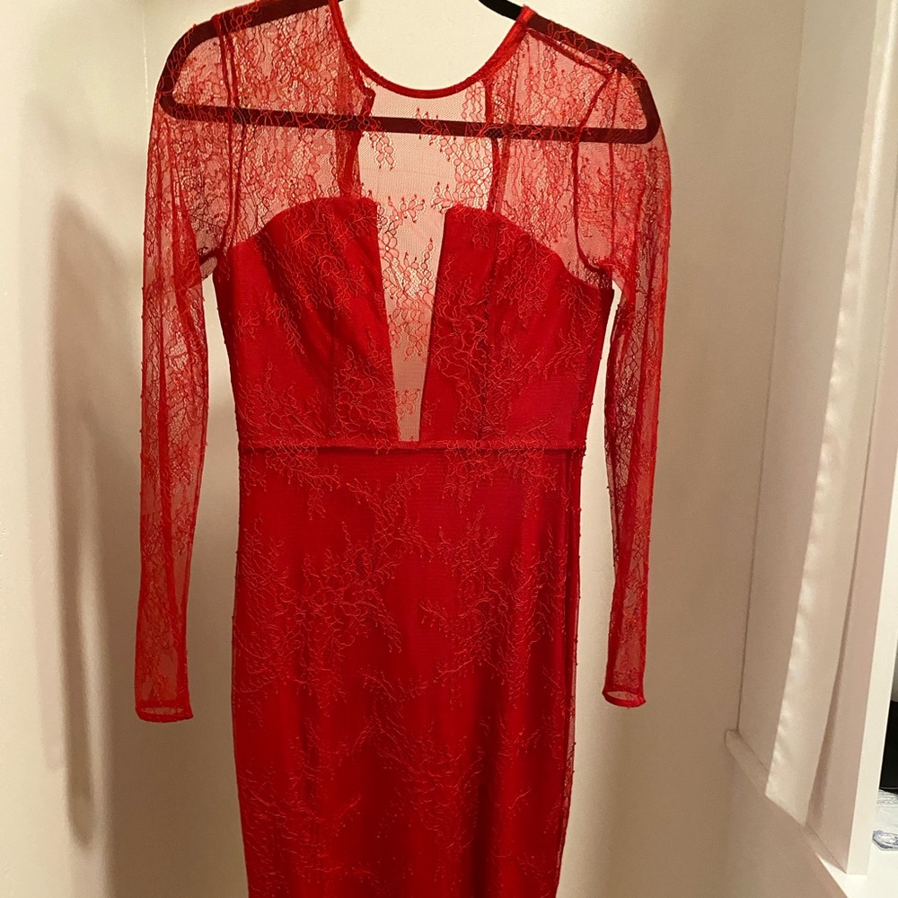 Red dress by Michael Costello